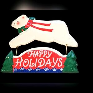 Holliday wooden Bear sign, Vintage 70s decor